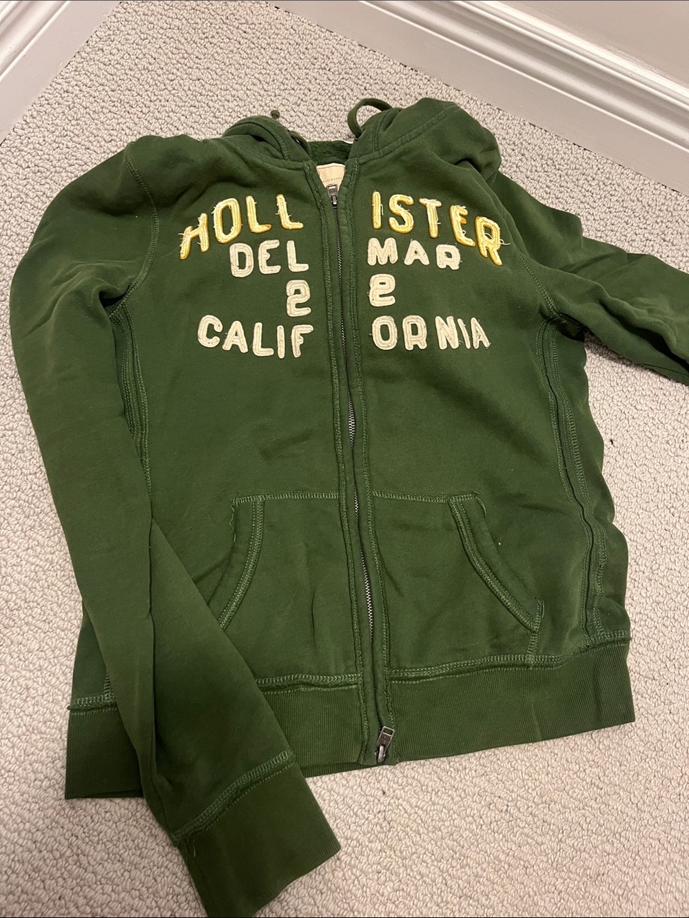 Hollister Green Hooded Zip-Up Cardigan